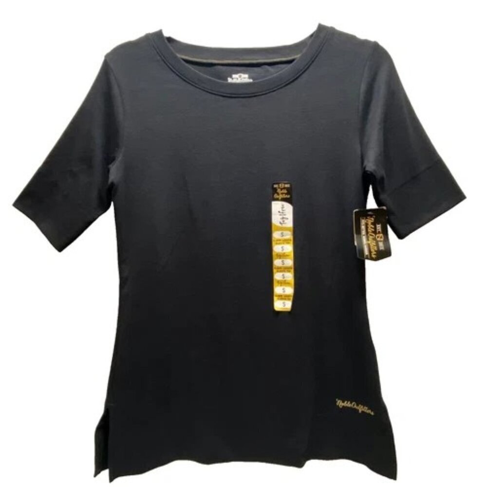 Noble Outfitters‎ Tug Free Women's Small Black Elbow Length Sleeve Gold Logo NWT
